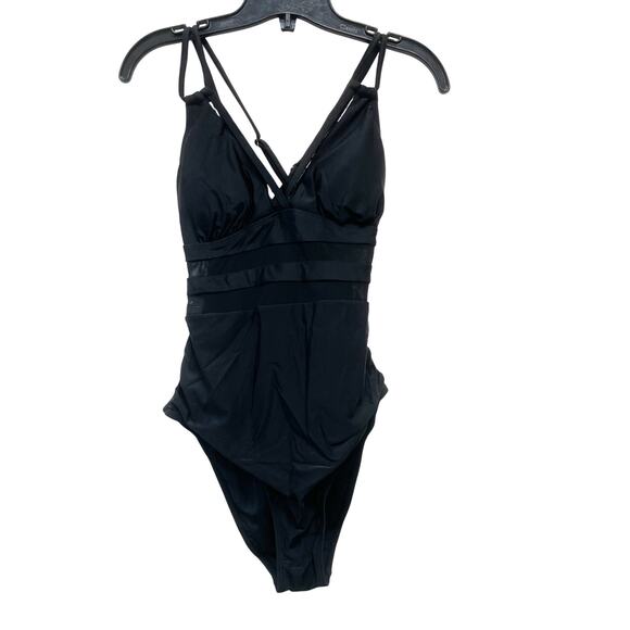 Cupshe Women's Black Cutout Mesh Tummy Control One Piece Swimsuit Medium - Picture 1 of 7
